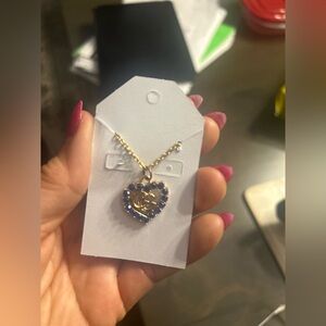 Gold Plated and Blue Heart Pendant Necklace